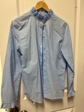 Zara Light Blue Ruffle-Collar Shirt